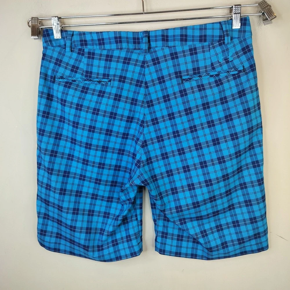 Under Armour Plaid Golf Shorts Size 38 Mens Performance Athletic Preppy Blue